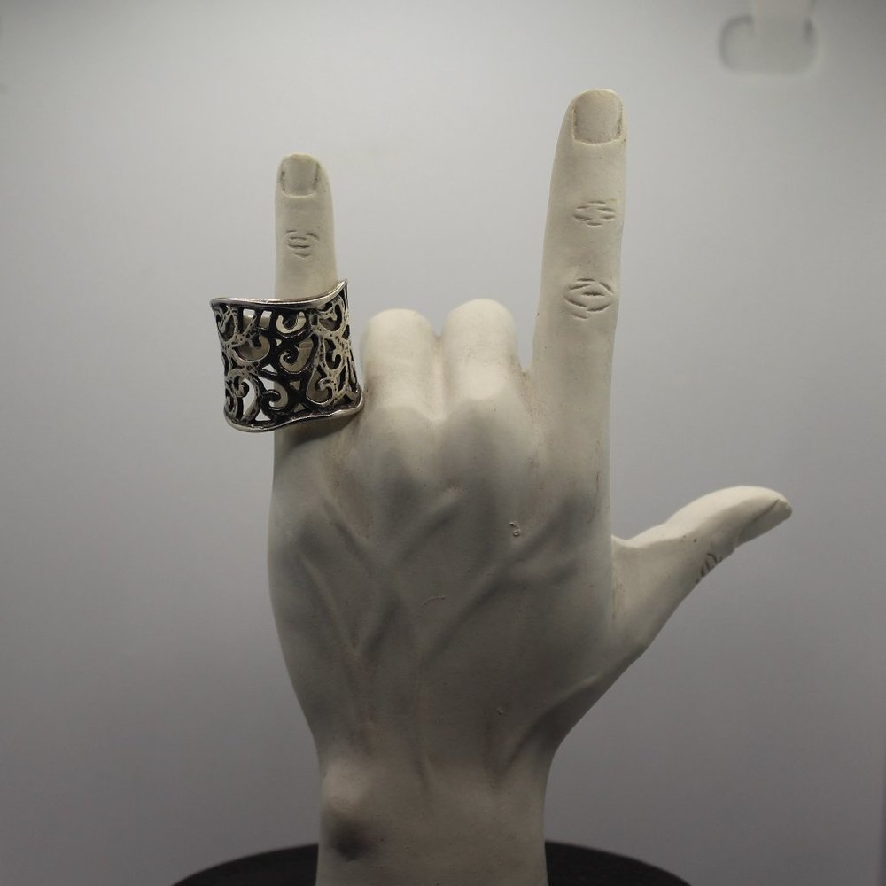 Wide Filigree Statement Ring 925